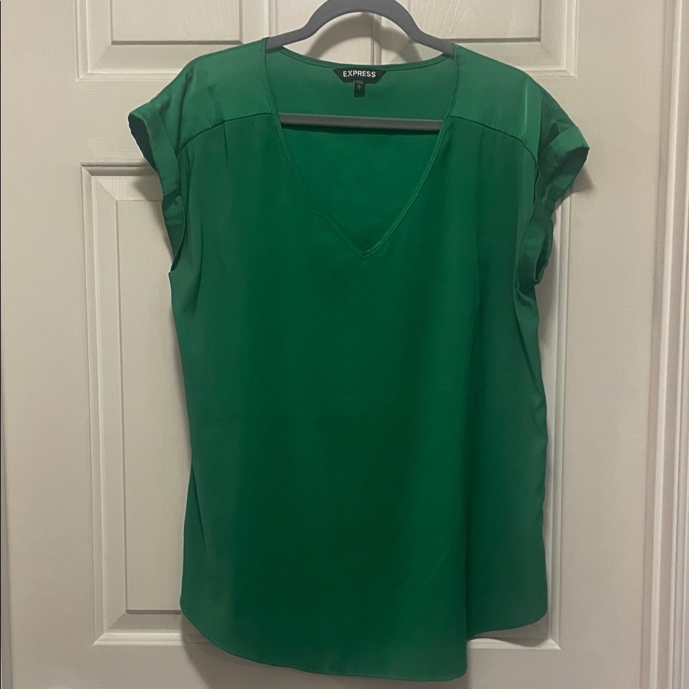 Express Women's Emerald V-Neck Blouse